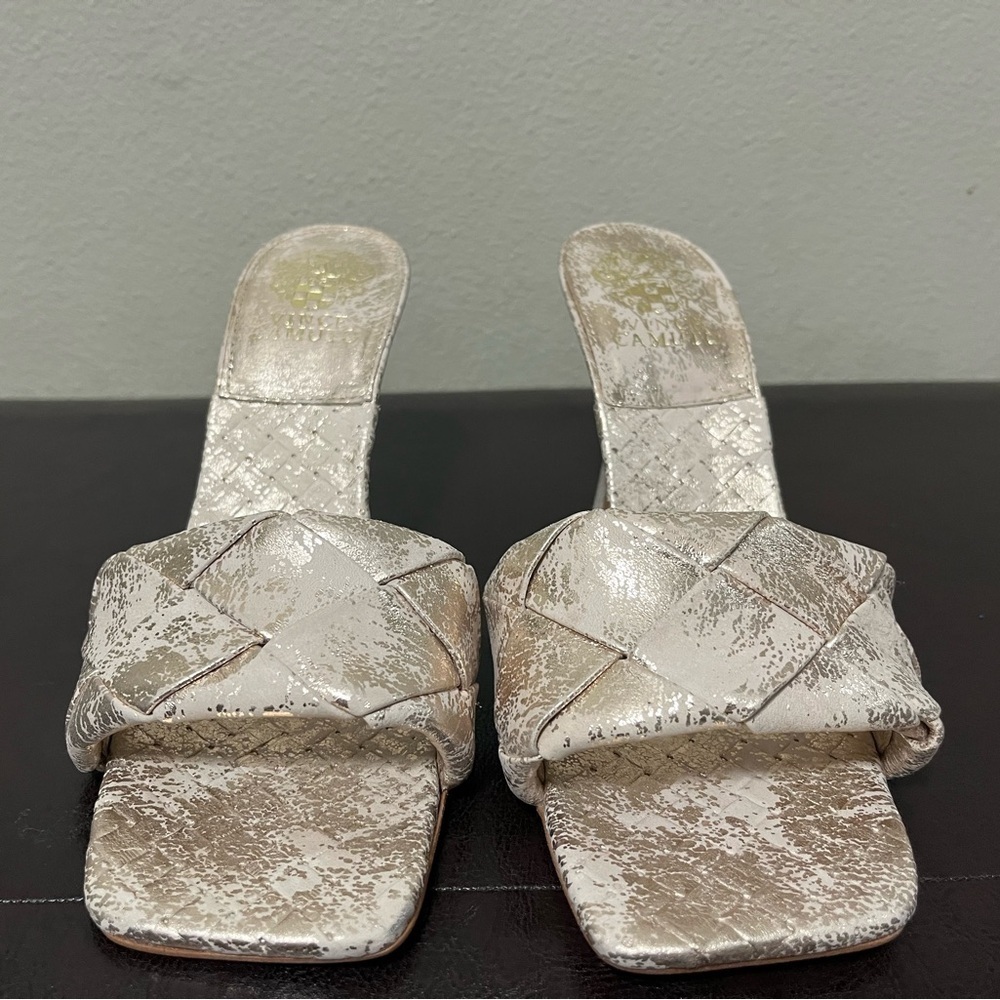 Vince Camuto Brelanie Braided Strap Sandal In Metallic Golden Natural Size 8.5 - Picture 8 of 11
